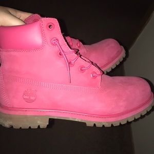Pink timberland boots